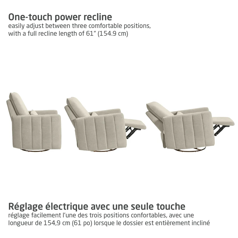 Fauteuil pivotant, coulissant et inclinable Dorian avec veilleuse - Fog