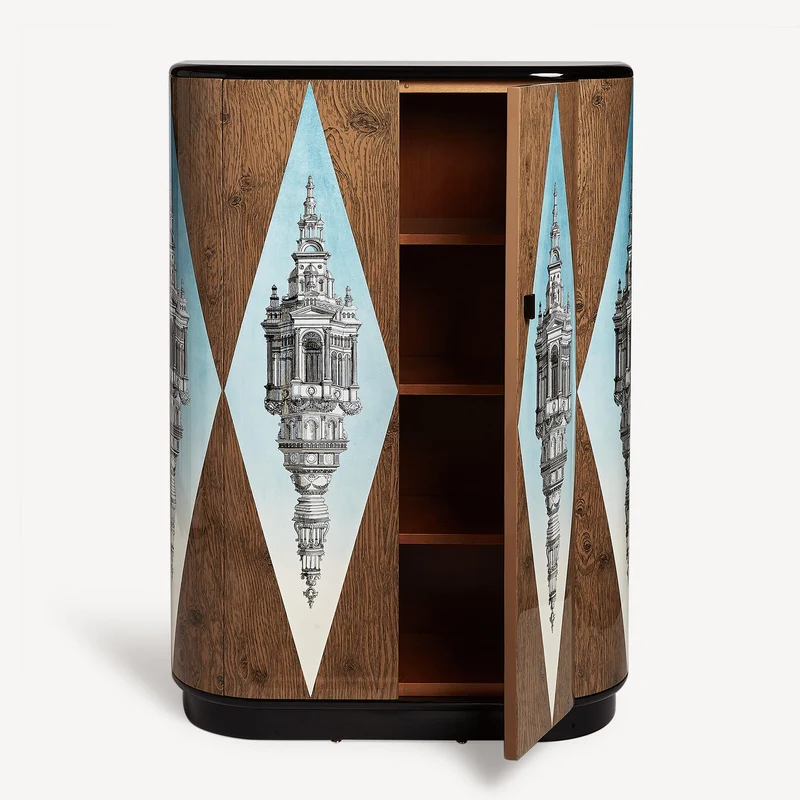 Curved cabinet Cuspide celeste