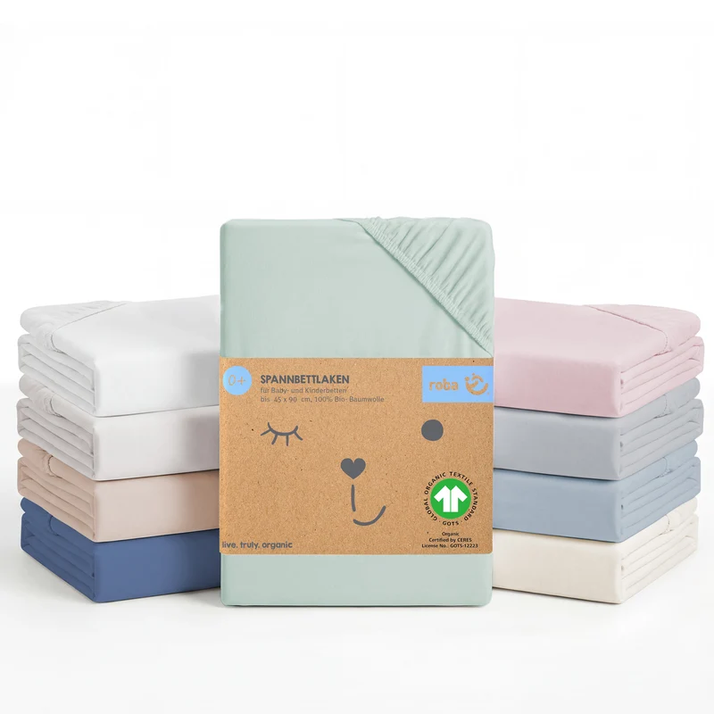 Spannbettlaken 'Lil Planet' - Single Jersey - Bio-Baumwolle - Frosty Green