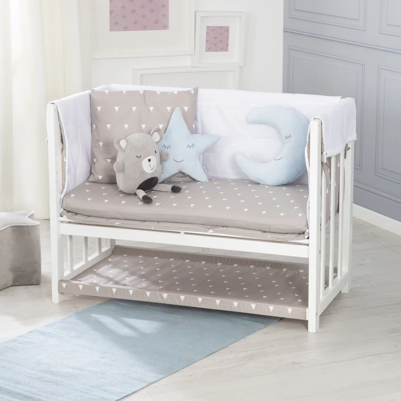 Stuben- & Beistellbett 'Indibär' 4 in 1, Babybett, Wiege & Kinderbank, weiß