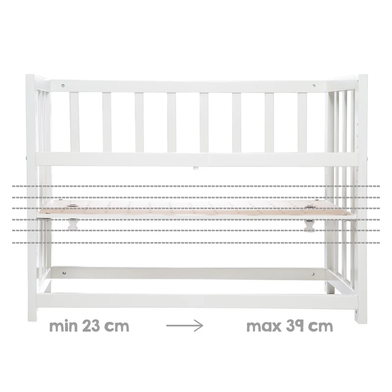 Stuben- & Beistellbett 'Indibär' 4 in 1, Babybett, Wiege & Kinderbank, weiß
