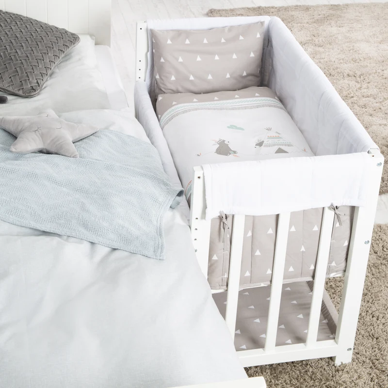 Stuben- & Beistellbett 'Indibär' 4 in 1, Babybett, Wiege & Kinderbank, weiß