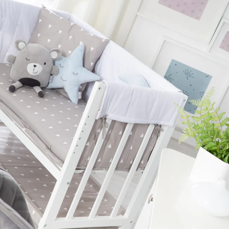 Stuben- & Beistellbett 'Indibär' 4 in 1, Babybett, Wiege & Kinderbank, weiß