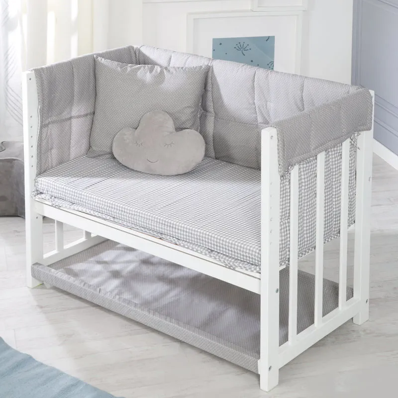 Stuben- & Beistellbett 'Adam & Eule' 4 in 1, Babybett, Wiege & Kinderbank, weiß