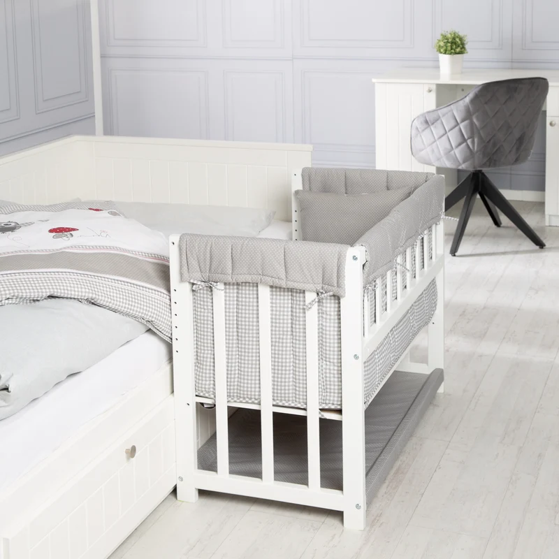 Stuben- & Beistellbett 'Adam & Eule' 4 in 1, Babybett, Wiege & Kinderbank, weiß