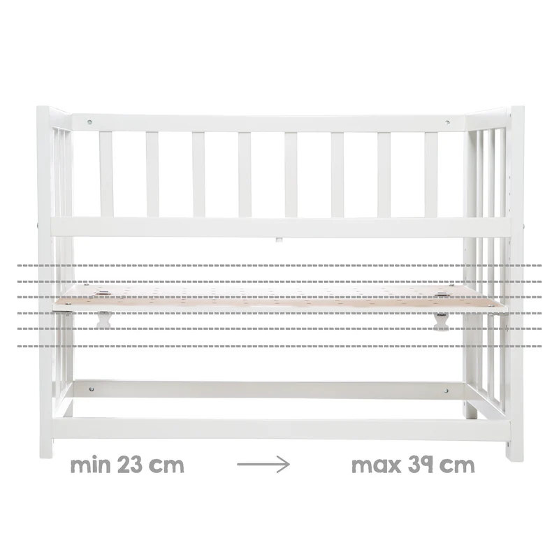 Stuben- & Beistellbett 'Adam & Eule' 4 in 1, Babybett, Wiege & Kinderbank, weiß