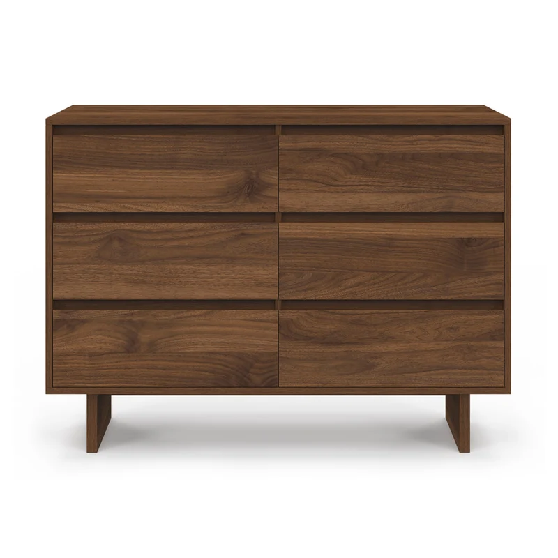 Commode Yumi 6 tiroirs en bois effet noyer