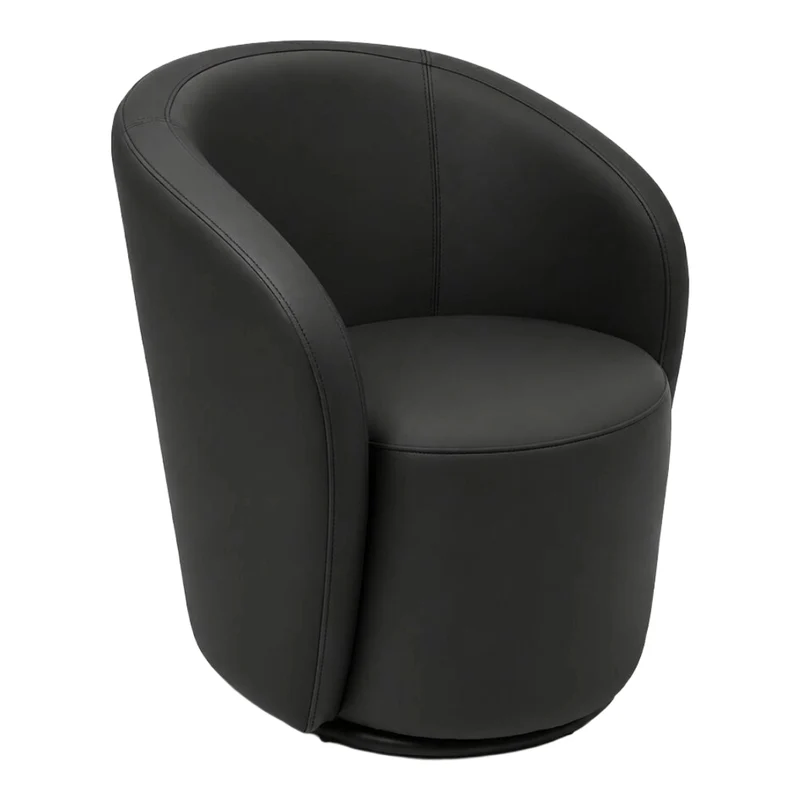 Fauteuil d'appoint pivotant en tissu et aspect cuir - Luka