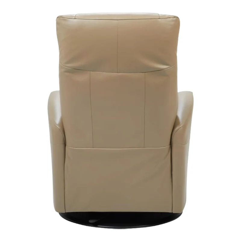 Fauteuil berçant, pivotant et inclinable motorisé en cuir beige foncé - Namsen Nordic