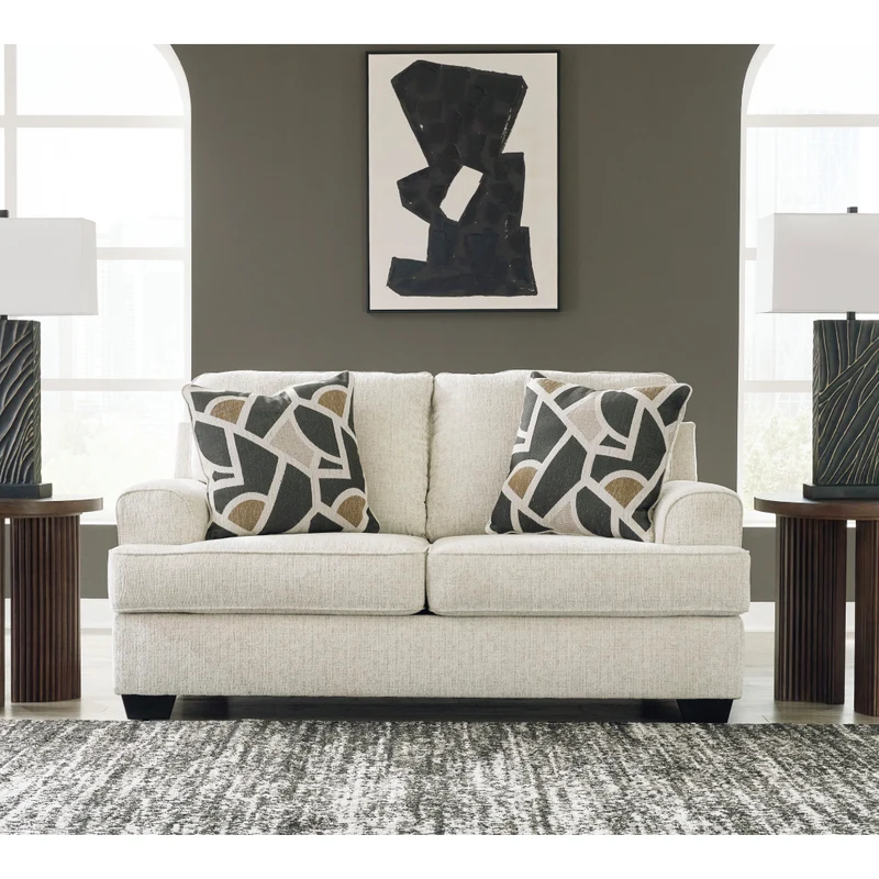 Causeuse en tissu beige pâle avec coussins - Heartcort