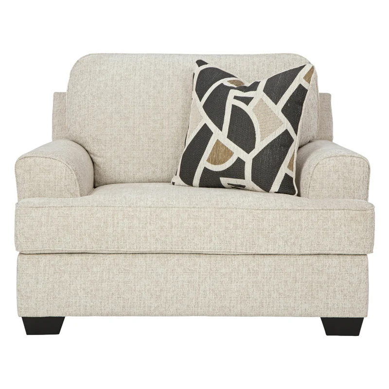 Fauteuil surdimensionné en tissu beige pâle avec coussin - Heartcort