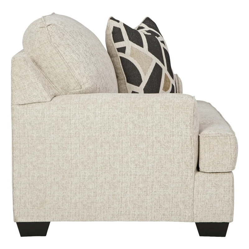 Fauteuil surdimensionné en tissu beige pâle avec coussin - Heartcort