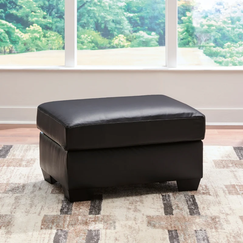Ottoman aspect cuir noir - Glennbre