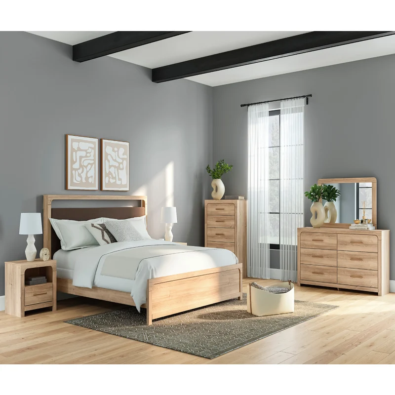 Commode à 5 tiroirs en bois/MDF tan - Kinlanni