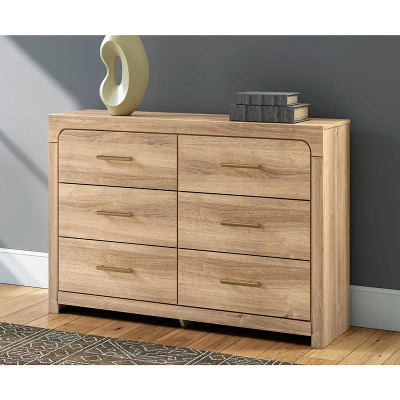 Bureau à 6 tiroirs en bois/MDF tan - Kinlanni