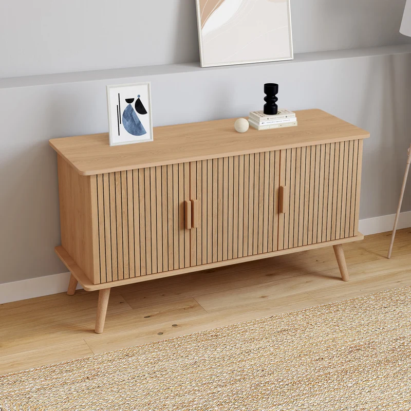 Buffet Faustine 3 portes effet lattes L110cm