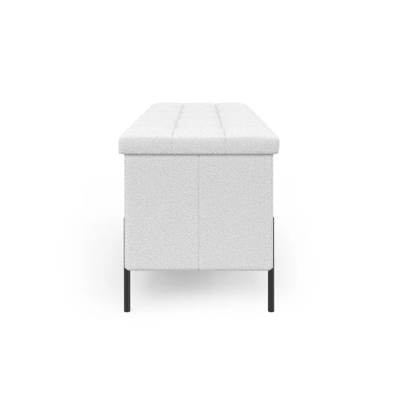 Banc coffre Loan en bouclette blanche et pieds noirs 76cm