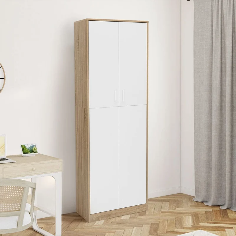 Armoire Mimosa 2 portes effet hêtre et blanc