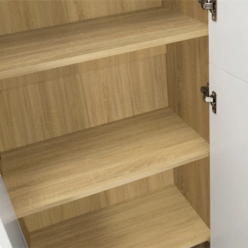 Armoire Mimosa 2 portes effet hêtre et blanc