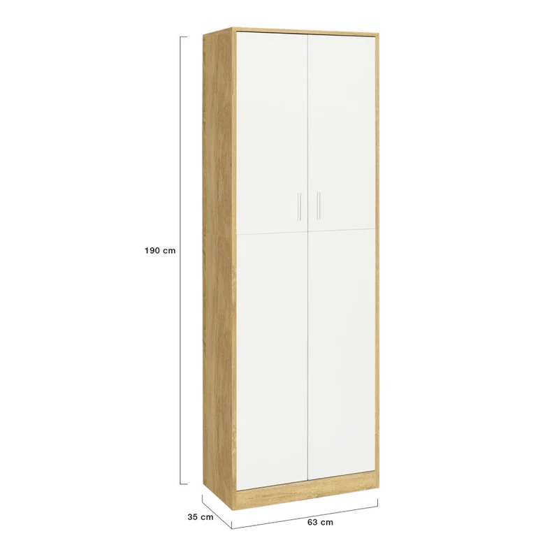 Armoire Mimosa 2 portes effet hêtre et blanc