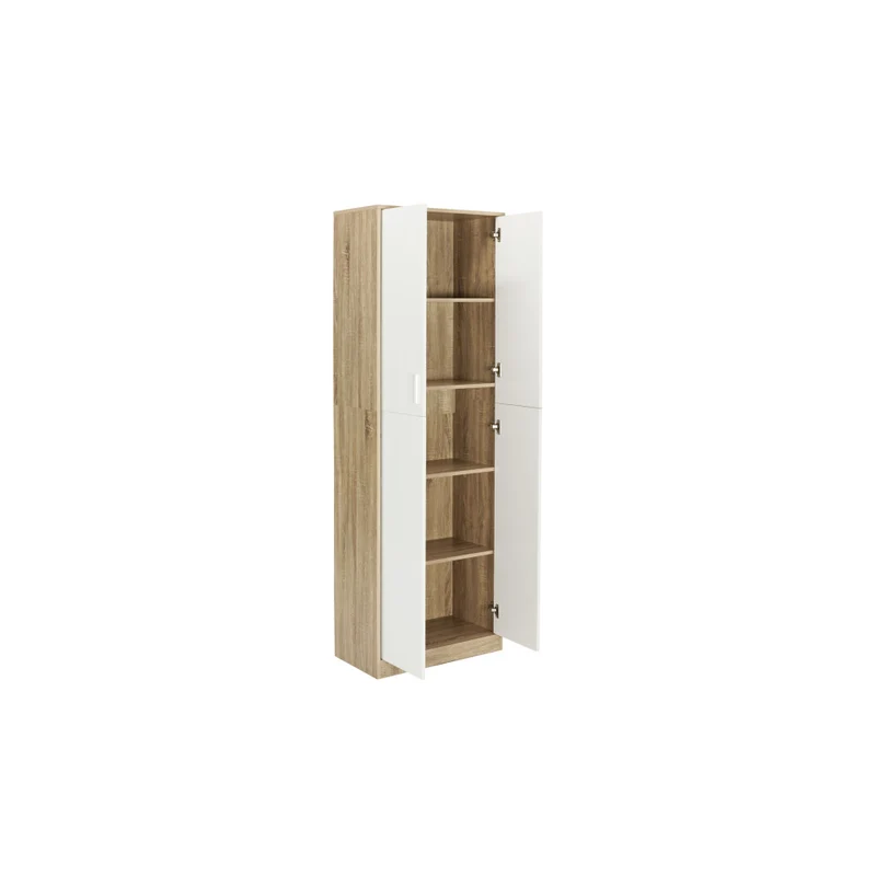 Armoire Mimosa 2 portes effet hêtre et blanc