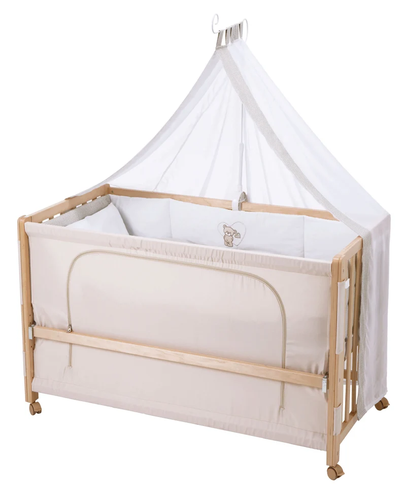 Room Bed 'Liebhabär', 60 x 120 cm, Beistellbett zum Elternbett mit kompletter Ausstattung