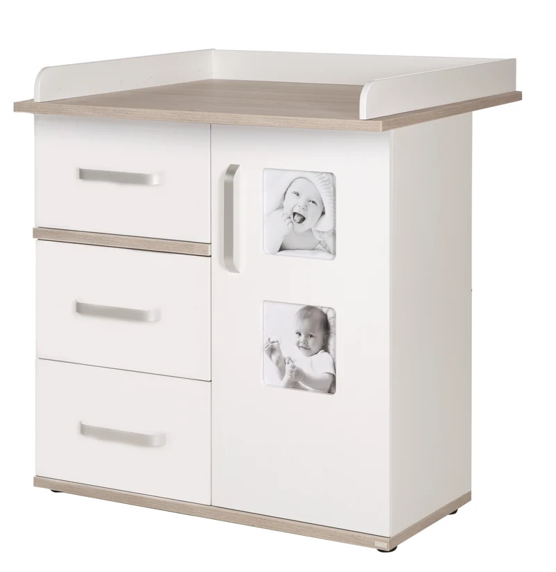 Wickelkommode 'Moritz' mit Wickelansatz, Wickeltisch mit 2 Bilderrahmen, Wickelhöhe: 94 cm