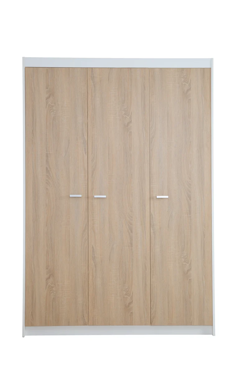 Kleiderschrank 'Gabriella', Schrank mit 3 Türen, Soft-Close-Technik, gefräst weiß