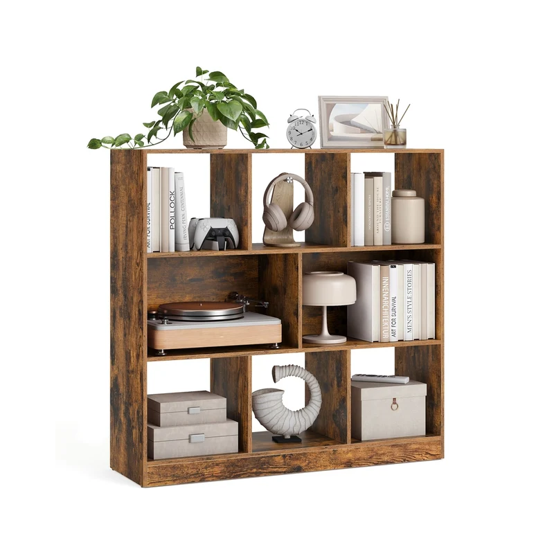 Librería de Madera con Cubos y Estantes