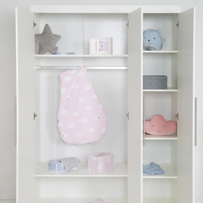 Kleiderschrank 'Maren', 3-türiger Drehtürenschrank, in 190 x 131 x 52 cm, weiß