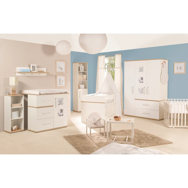 Kleiderschrank 'Pia', 3-türig, inkl. 3 Bilderrahmen, Baby- & Kinderzimmer, Eiche 'San Remo'