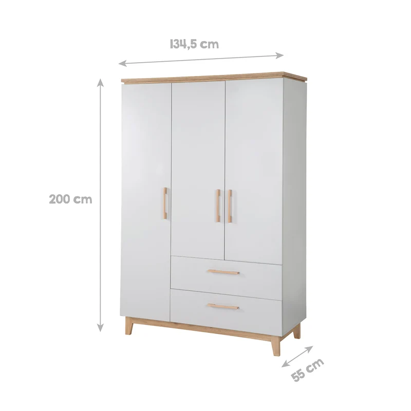 Kleiderschrank 'Caro', 3 Türen, 2 Schubladen, mit Soft Close-Technik, Drehtürenschrank