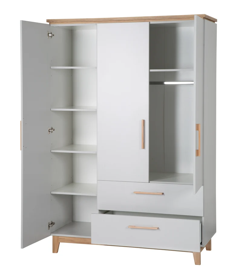 Kleiderschrank 'Caro', 3 Türen, 2 Schubladen, mit Soft Close-Technik, Drehtürenschrank