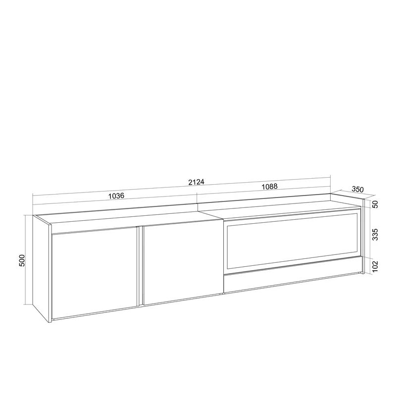 Meuble TV 212x50x35 cm Pour les TV jusqu'à 80" Cheminée électrique à droite XXL Chêne et noir