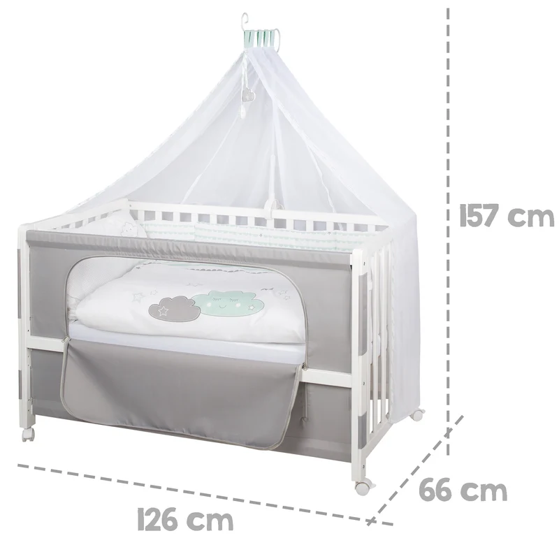 Room Bed 'Happy Cloud', 60 x 120 cm, Beistellbett zum Elternbett, komplette Ausstattung