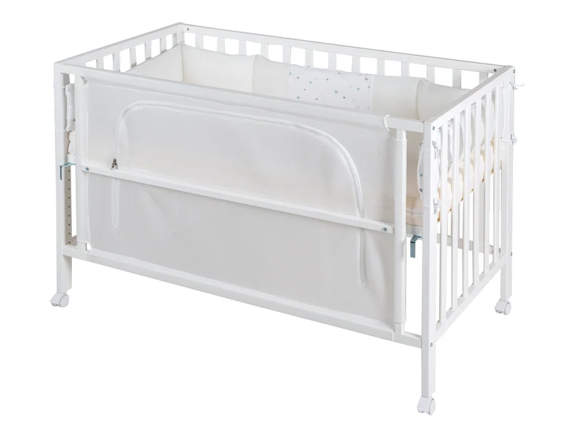 Room Bed 'safe asleep®', 60 x 120 cm, 'Sternenzauber', Beistellbett inkl. Zubehör, weiß lackiert