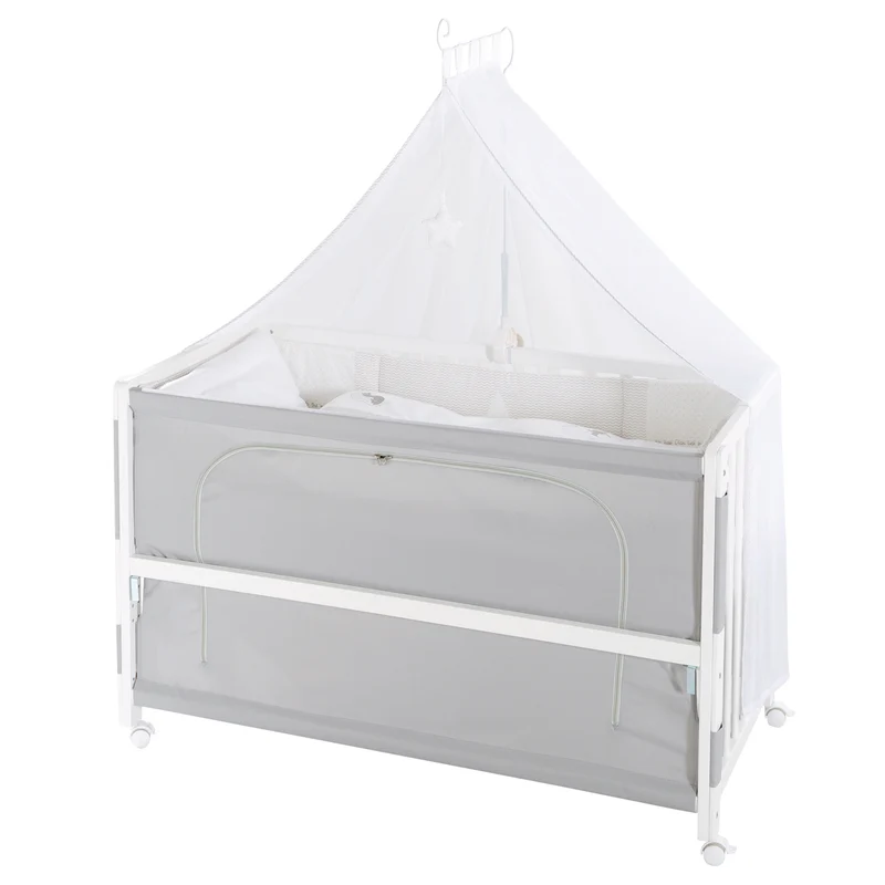 Room Bed 'Fox & Bunny', 60 x 120 cm, höhenverstellbar, Beistellbett zum Elternbett mit kompletter Ausstattung