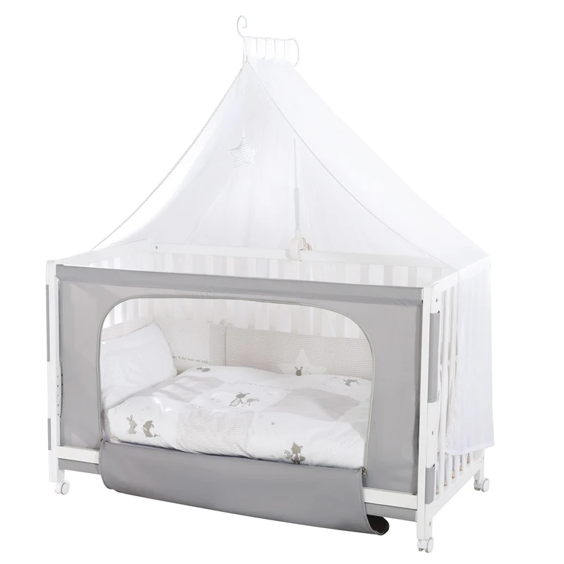 Room Bed 'Fox & Bunny', 60 x 120 cm, höhenverstellbar, Beistellbett zum Elternbett mit kompletter Ausstattung
