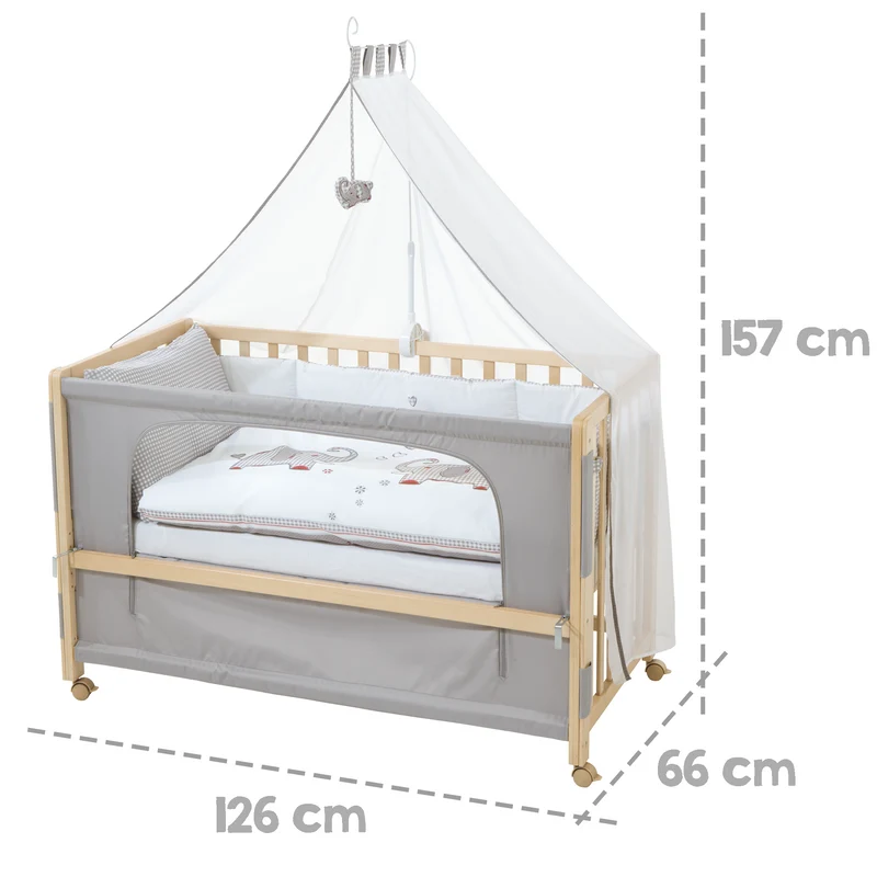 Room Bed 'Jumbo Twins', 60 x 120 cm, Beistellbett zum Elternbett mit kompletter Ausstattung