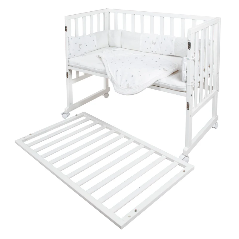 Stubenbett 'safe asleep®' 3 in 1, 'Sternenzauber', Beistellbett weiß, Babybett & Bank, inkl. Zubehör