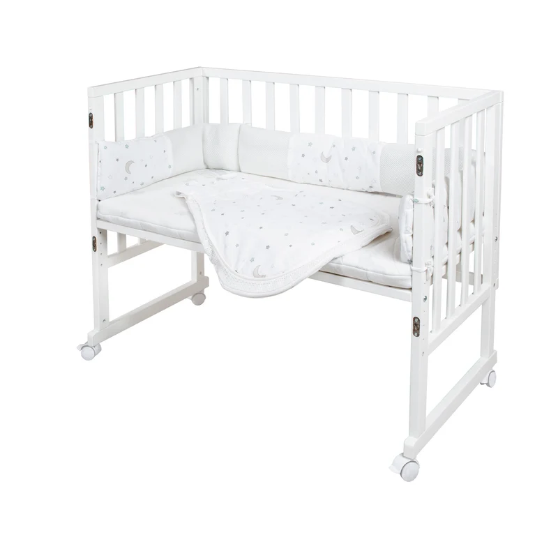 Stubenbett 'safe asleep®' 3 in 1, 'Sternenzauber', Beistellbett weiß, Babybett & Bank, inkl. Zubehör