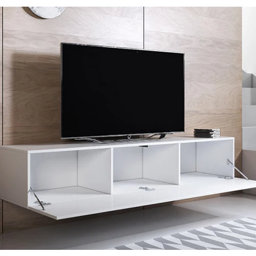 Meuble TV couleur blanc - 160 x 30 cm - Leiko H2