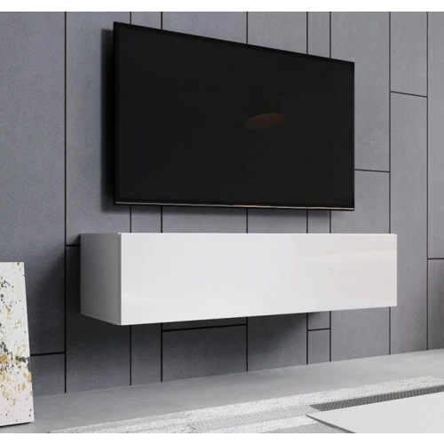 Meuble TV suspendu Blanc - 120 X 30 cm - Amara M1