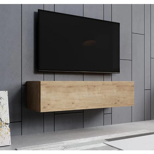 Meuble TV suspendu chêne clair - 120 X 30 cm - Amara M1