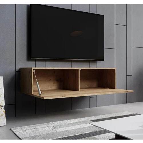 Meuble TV suspendu chêne clair - 120 X 30 cm - Amara M1