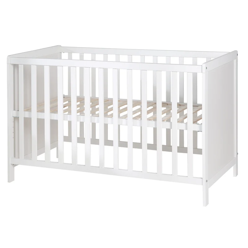 Baby- & Beistellbett 2in1 'Hamburg' 60x120 cm, weiß, verstellbar, inkl. 5 Schlupfsprossen