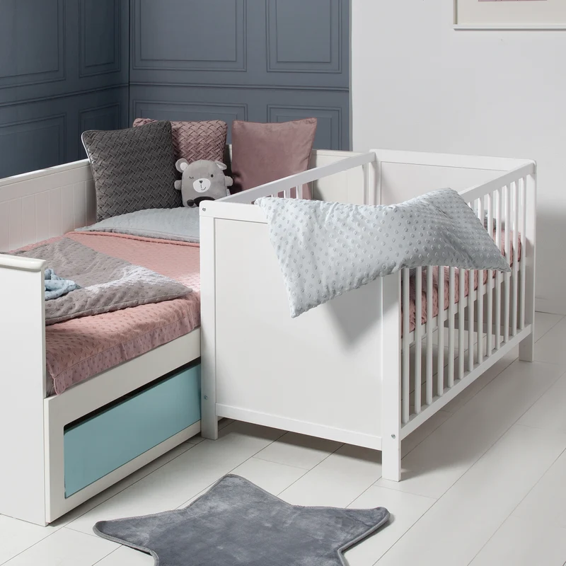 Baby- & Beistellbett 2in1 'Hamburg' 60x120 cm, weiß, verstellbar, inkl. 5 Schlupfsprossen