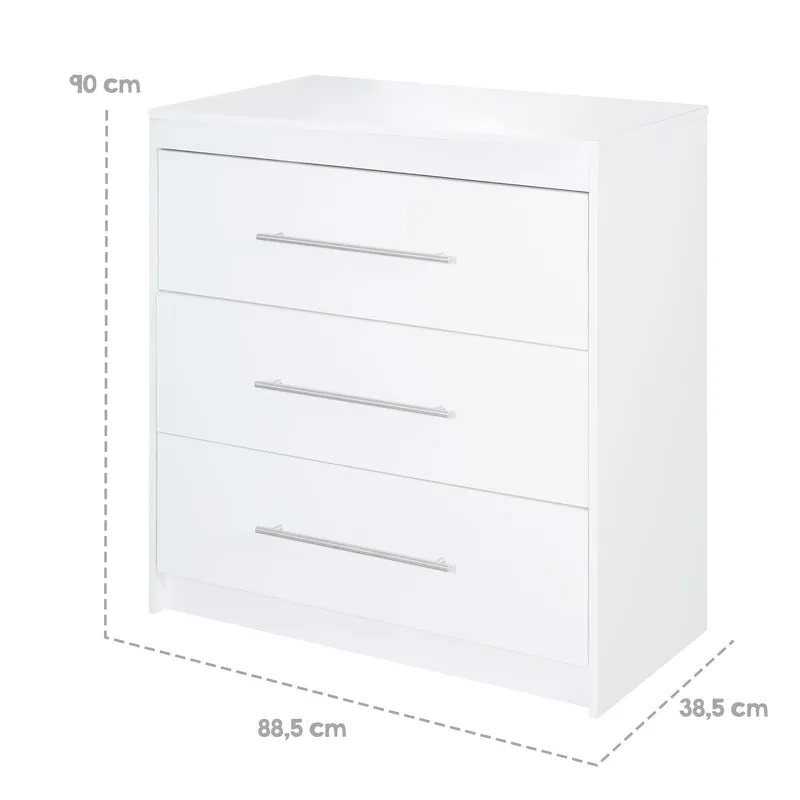 Wickelkommode 'Maren' mit abnehmbarem Aufsatz, schmal, 3 Schubladen, Wickelhöhe 90,5 cm