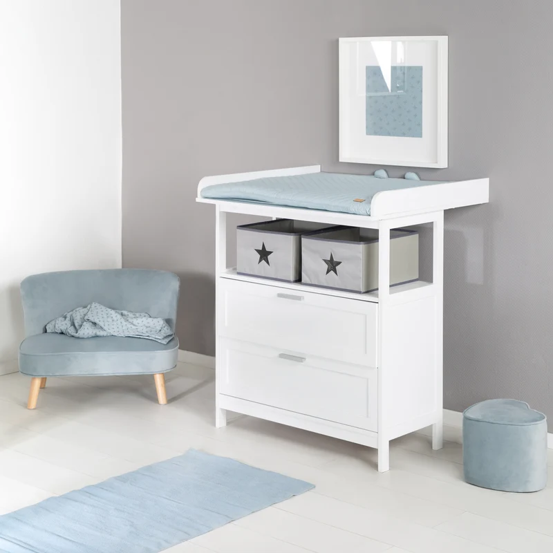 Wickelkommode 'Hamburg' mit Ansatz, 2 Schubladen, 2 Boxen, Wandbefestigung, Wickelhöhe 92 cm