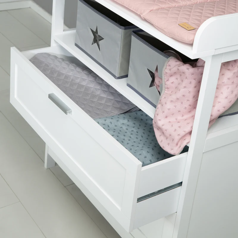 Wickelkommode 'Hamburg' mit Ansatz, 2 Schubladen, 2 Boxen, Wandbefestigung, Wickelhöhe 92 cm